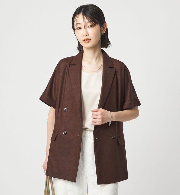 UNITED ARROWS green label relaxing「［size SHORTあり］ライト リネンライク ハーフスリーブ ジャケット UVカット 通気性」|テーラードジャケット|