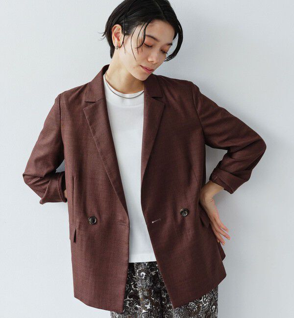 UNITED ARROWS green label relaxing「［size SHORTあり］ライト リネンライク ジャケット UVカット 通気性」|テーラードジャケット|DK.BROWN