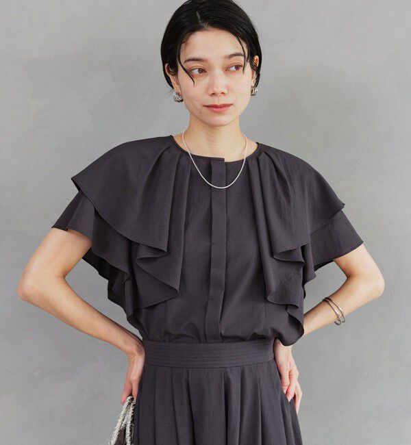 UNITED ARROWS green label relaxing「Breeze Cool  ラッフル ブラウス マシンウォッシャブル 吸水速乾 通気性 UVカット」|シャツ・ブラウス|