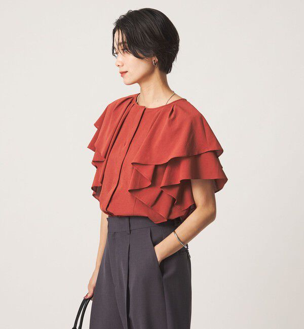 UNITED ARROWS green label relaxing「Breeze Cool  ラッフル ブラウス マシンウォッシャブル 吸水速乾 通気性 UVカット」|シャツ・ブラウス|