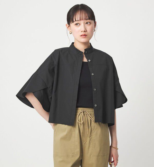 UNITED ARROWS green label relaxing「フレアスリーブ ブラウス 接触冷感」|シャツ・ブラウス|BLACK