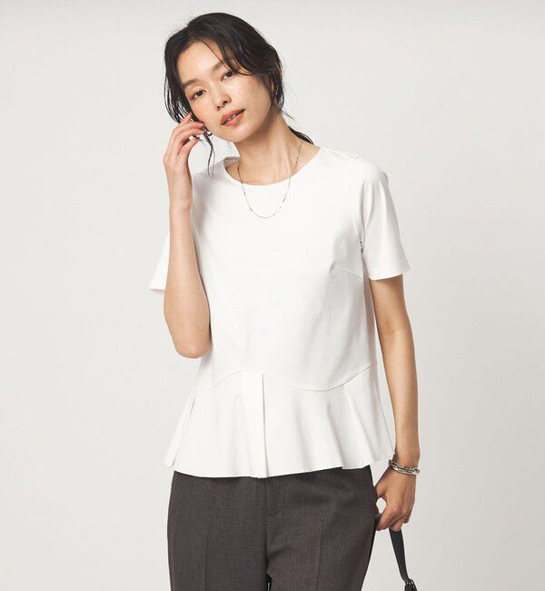 UNITED ARROWS green label relaxing「スムース イレヘム ペプラム カットソー 接触冷感」|Tシャツ・カットソー|WHITE
