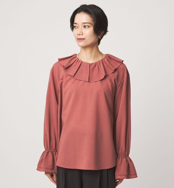 UNITED ARROWS green label relaxing「フリルカラー ブラウス マシンウォッシャブル 吸水速乾」|シャツ・ブラウス|