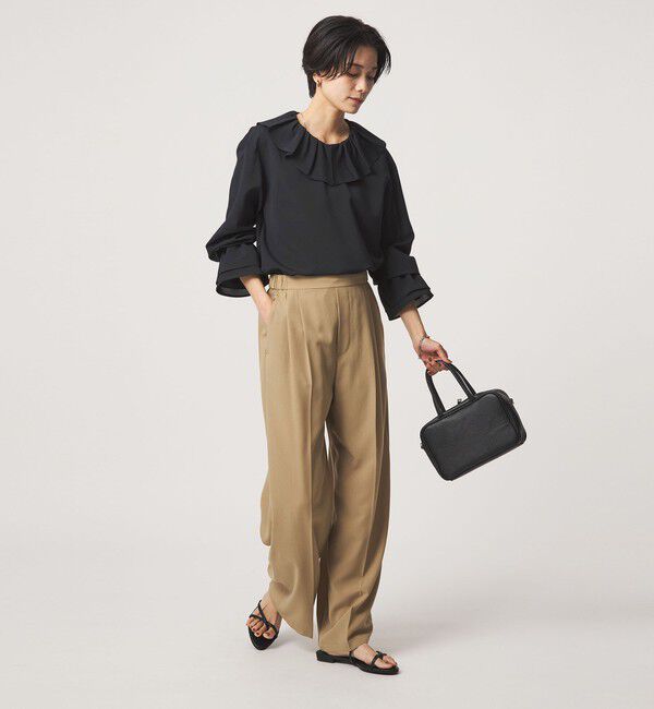 UNITED ARROWS green label relaxing「フリルカラー ブラウス マシンウォッシャブル 吸水速乾」|シャツ・ブラウス|
