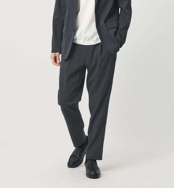 BEAUTY&YOUTH UNITED ARROWS「トリクシオン/TRIXION シャンブレー 1P テーパード スラックス NO.5 セットアップ対応 ウォッシャブル」|チノ|NAVY