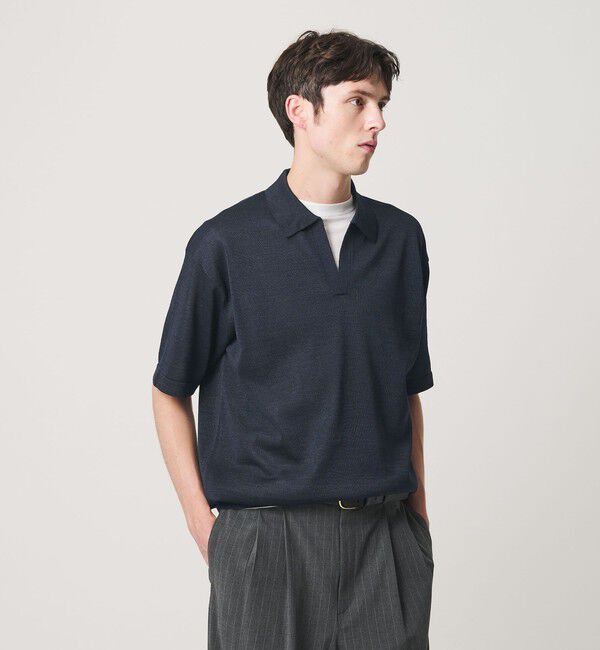 BEAUTY&YOUTH UNITED ARROWS「シャイン ギマ スキッパー ポロニット ウォッシャブル」|ニット・セーター|