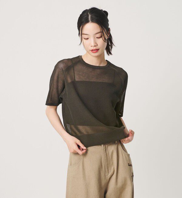 BEAUTY&YOUTH UNITED ARROWS「メッシュ ラグランスリーブ ニットプルオーバー ウォッシャブル」|ニット・セーター|
