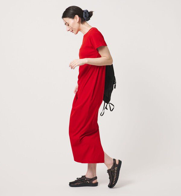 BEAUTY&YOUTH UNITED ARROWS「【WEB限定】リブショートスリーブ カットソーワンピース」|ワンピース|RED