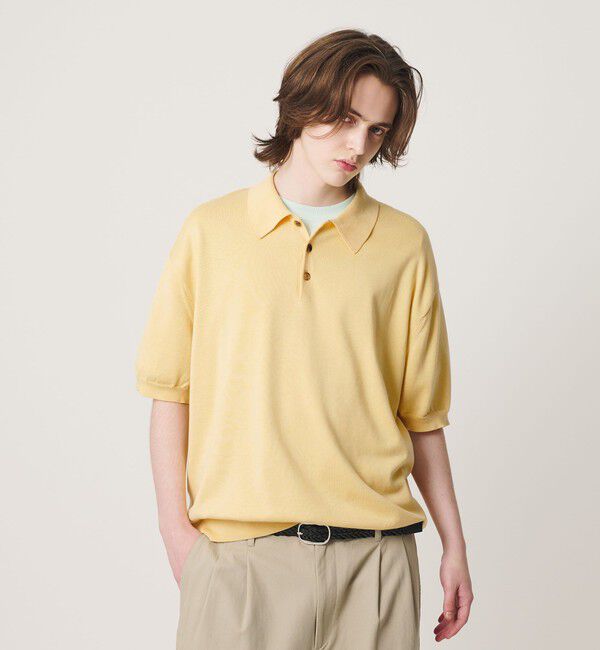 BEAUTY&YOUTH UNITED ARROWS「HI-LINE グロッシー ギザ 3B ニット ポロシャツ ウォッシャブル」|ニット・セーター|