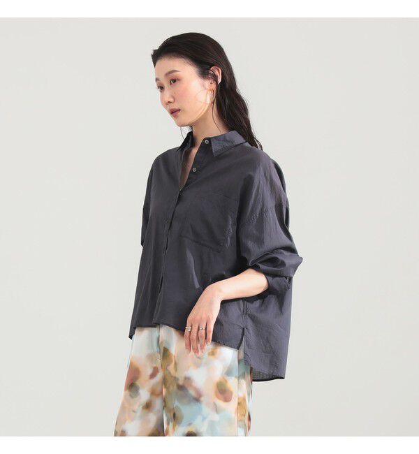 Demi-Luxe BEAMS 「KHADI オーバー ショート シャツ」|シャツ・ブラウス|CHARCOAL.GREY