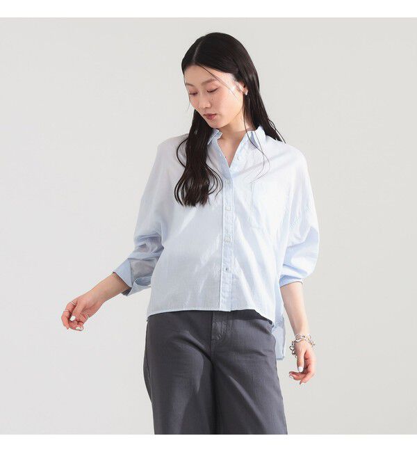 Demi-Luxe BEAMS 「KHADI オーバー ショート シャツ」|シャツ・ブラウス|SAX