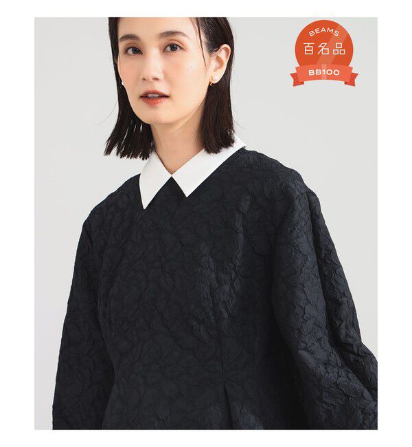 Demi-Luxe BEAMS 「フクレ織り アタッチドカラー ブラウス＊」|シャツ・ブラウス|BLACK