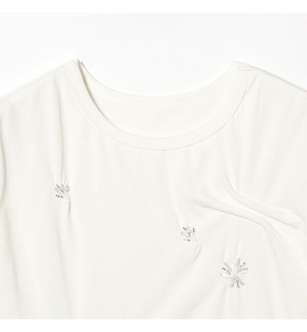 Ray BEAMS 「アシンメトリー タック ビジュー Tシャツ」|Tシャツ・カットソー|