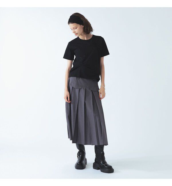 Ray BEAMS 「アシンメトリー タック ビジュー Tシャツ」|Tシャツ・カットソー|