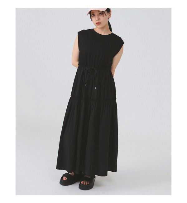 Ray BEAMS 「ティアード 切り替え フレンチ スリーブ ワンピース」|ワンピース|
