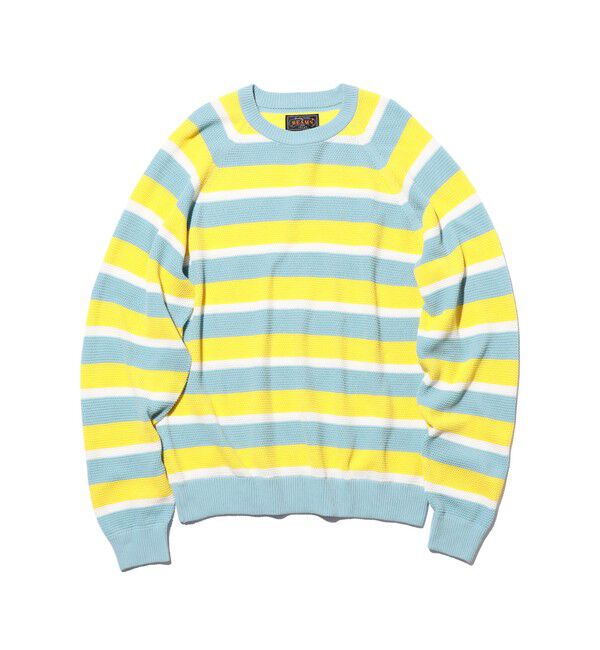BEAMS PLUS「Crew Light Multi Stripe」|ニット・セーター|SAX