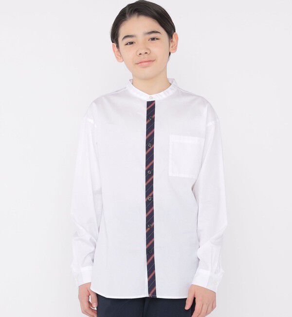 SHIPS KIDS「SHIPS KIDS:145～160cm / オックスフォード バンドカラー シャツ」|シャツ・ブラウス|