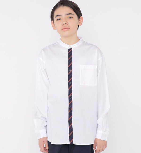 SHIPS KIDS「SHIPS KIDS:145～160cm / オックスフォード バンドカラー シャツ」|シャツ・ブラウス|