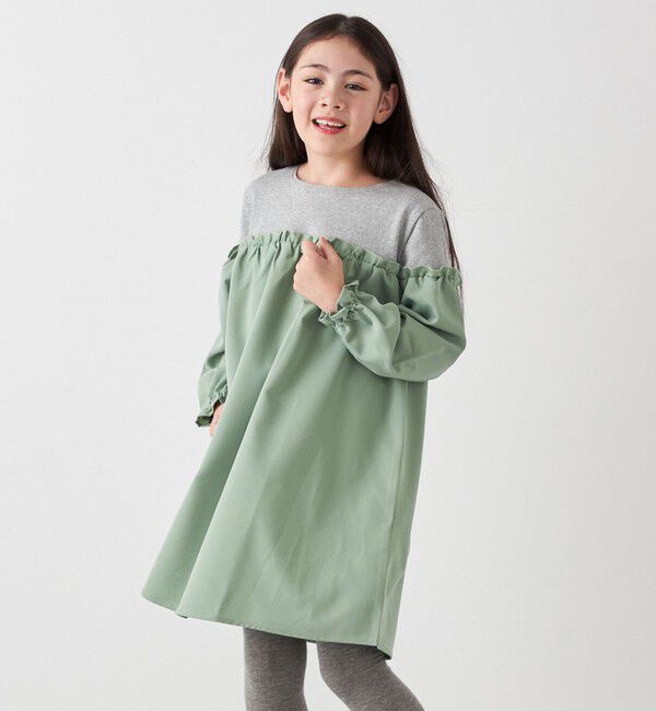 SHIPS any「SHIPS any:〈洗濯機可能〉ボーダー/ソリッド 切り替え ワンピース<KIDS>」|ワンピース|
