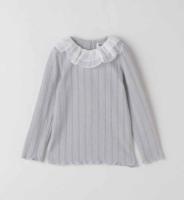 SHIPS Colors 「SHIPS Colors:100～130cm /〈洗濯機可能〉ケーブル チュールカラー ロンT」|Tシャツ・カットソー|グレー
