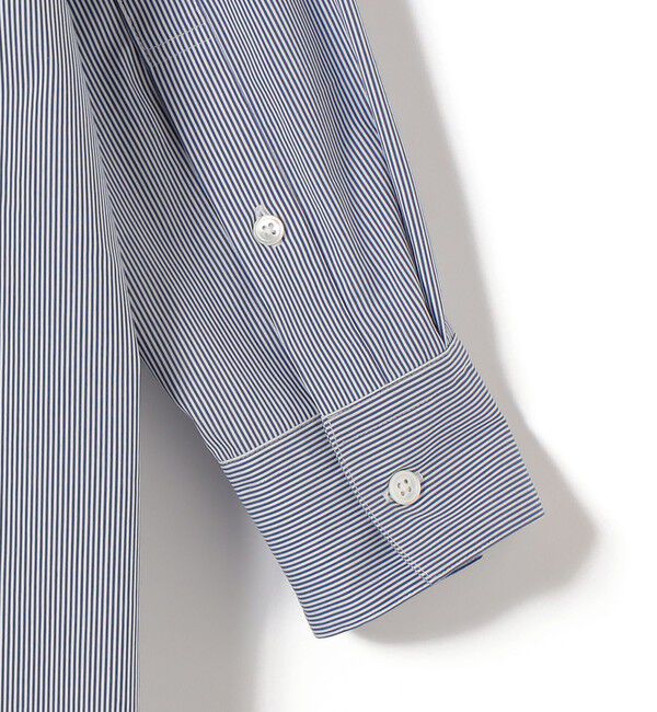 SHIPS for women「SHIPS Primary Navy Label:綿 ナイロン ストライプ ロング シャツ」|シャツ・ブラウス|
