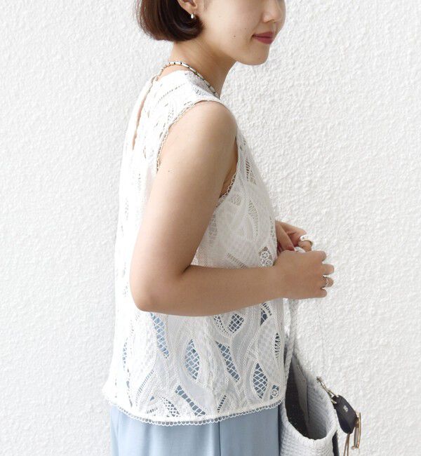 SHIPS for women「〈手洗い可能〉刺繍 レース ノースリーブ プルオーバー」|その他|