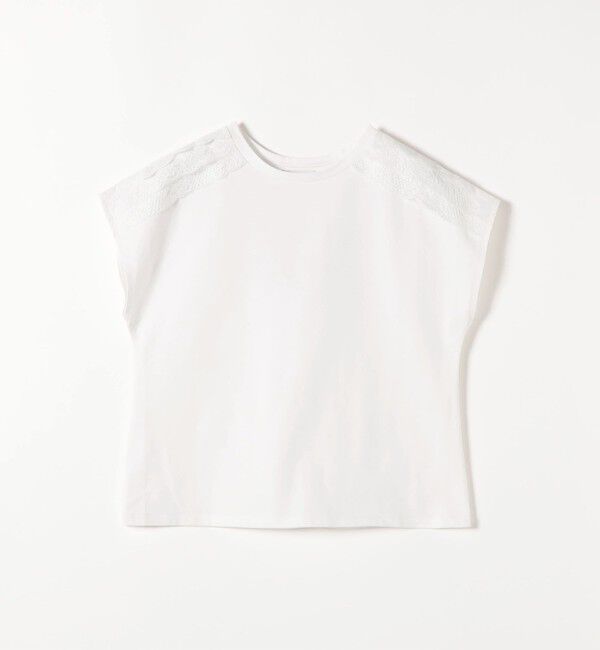 SHIPS any「《一部追加予約》SHIPS any:〈洗濯機可能〉ジャージー フレンチスリーブ レース TEE」|Tシャツ・カットソー|