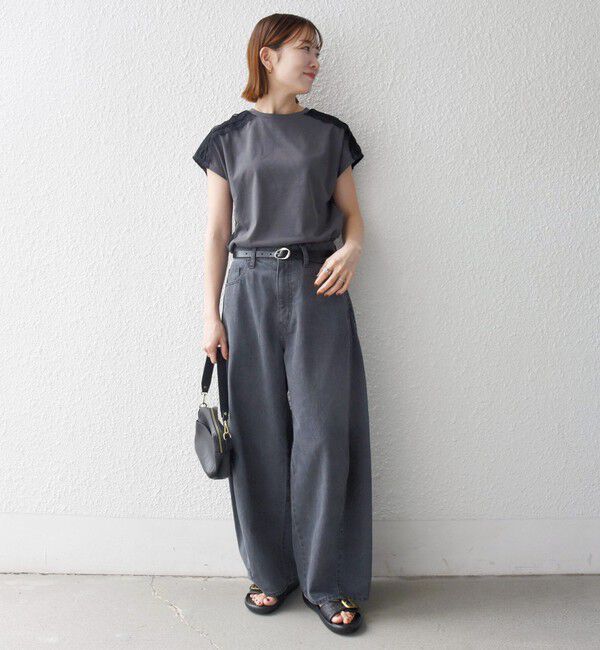 SHIPS any「《一部追加予約》SHIPS any:〈洗濯機可能〉ジャージー フレンチスリーブ レース TEE」|Tシャツ・カットソー|