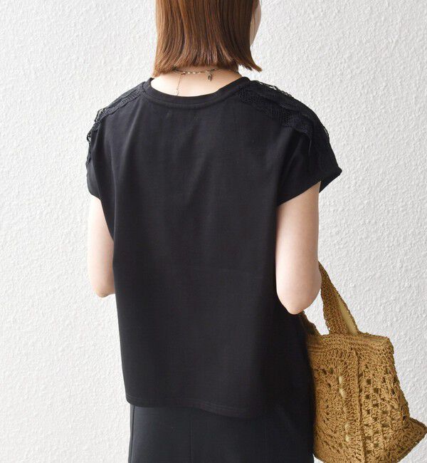 SHIPS any「《一部追加予約》SHIPS any:〈洗濯機可能〉ジャージー フレンチスリーブ レース TEE」|Tシャツ・カットソー|