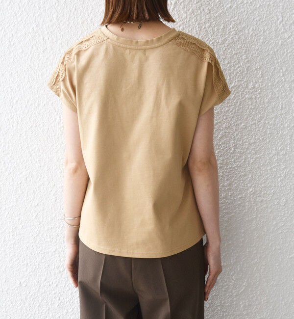 SHIPS any「《一部追加予約》SHIPS any:〈洗濯機可能〉ジャージー フレンチスリーブ レース TEE」|Tシャツ・カットソー|