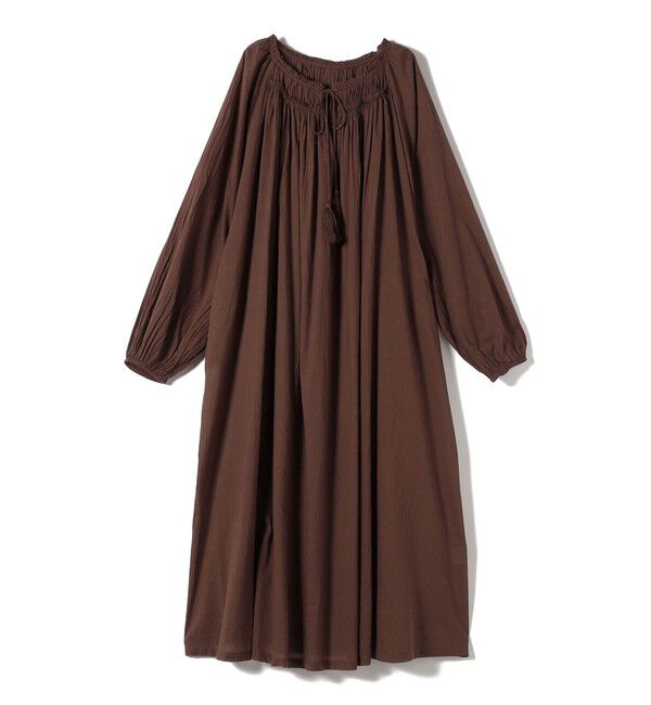 SHIPS for women「Fanaka:〈手洗い可能〉ギャザー スキッパー ワンピース」|ワンピース|ブラウン