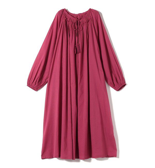 SHIPS for women「Fanaka:〈手洗い可能〉ギャザー スキッパー ワンピース」|ワンピース|ワイン