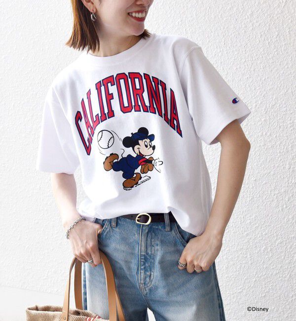 SHIPS any「Champion:〈洗濯機可能〉ディズニー / グラフィック ロゴ ショート スリーブ TEE」|Tシャツ・カットソー|ホワイト
