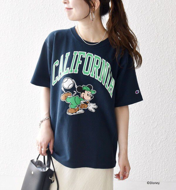 SHIPS any「Champion:〈洗濯機可能〉ディズニー / グラフィック ロゴ ショート スリーブ TEE」|Tシャツ・カットソー|ネイビー