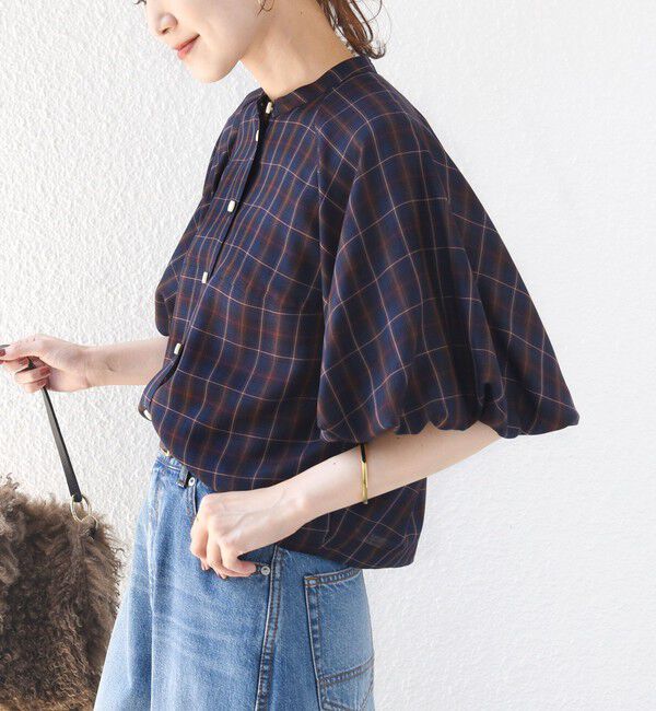 SHIPS for women「〈手洗い可能〉キュプラ混 タータン チェック ブラウス」|シャツ・ブラウス|