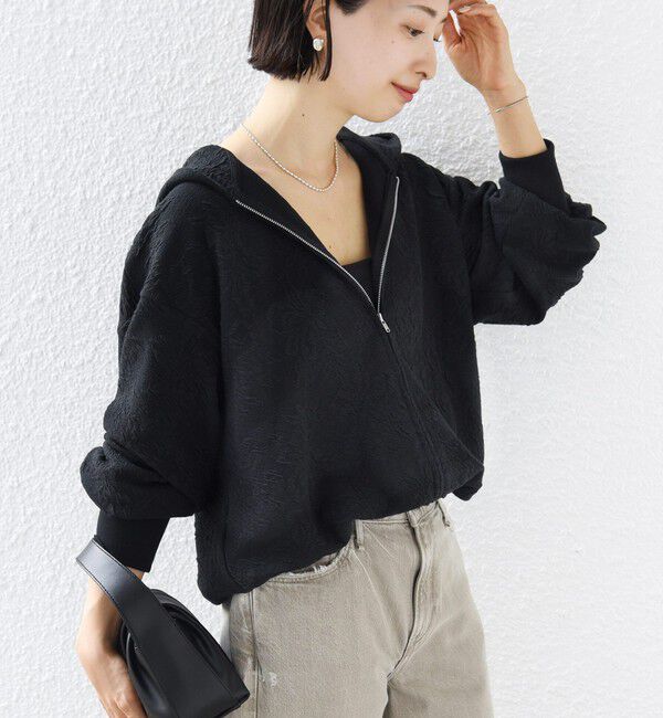 SHIPS for women「《予約》【WEB限定】〈手洗い可能〉ブリスター ジャカード 裾 ドロスト パーカ」|パーカー|