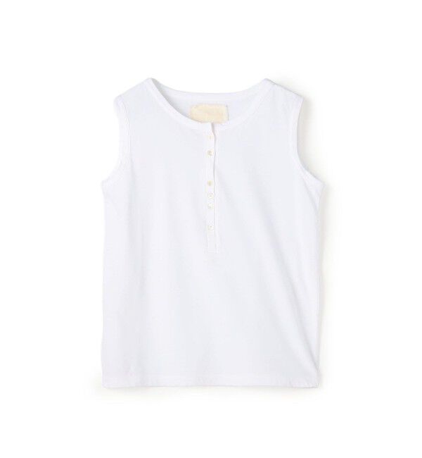 TOMORROWLAND GOODS「V::room コットンジャージー ヘンリーネックノースリーブプルオーバー」|Tシャツ・カットソー|11 ホワイト