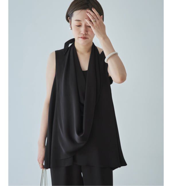 Plage「dull satin scarf set タンク」|タンクトップ|ブラック