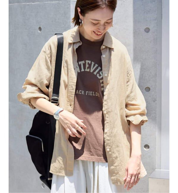 SLOBE IENA「《追加》リネンコットンレギュラーシャツ」|シャツ・ブラウス|ベージュ