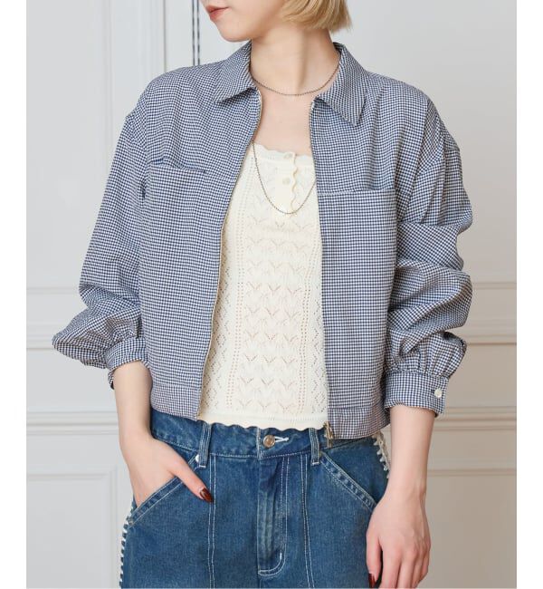 IENA LA BOUCLE「IENA LA BOUCLE ギンガムチェックシャツ」|シャツ・ブラウス|ネイビー A