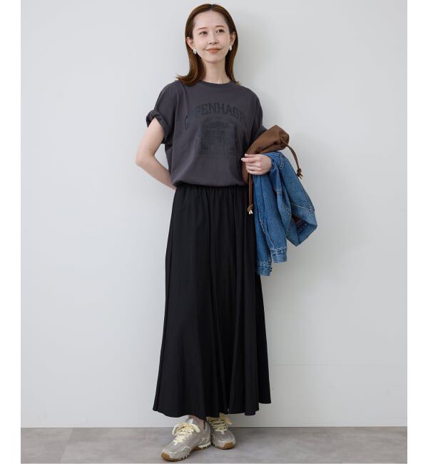 SLOBE IENA「《追加2》ナイロンワッシャー切り替えギャザースカート」|スカート|