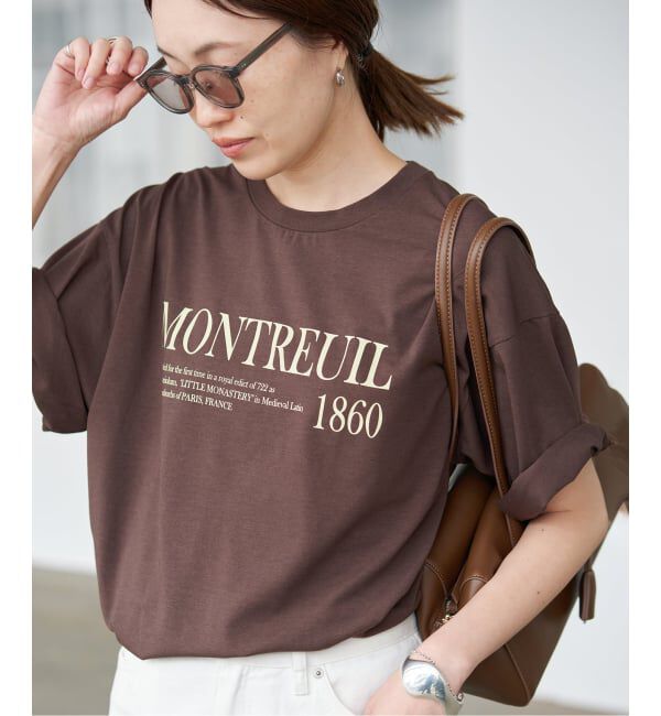 SLOBE IENA「《一部カラーWEB限定/接触冷感/抗菌防臭》MONTREUILレターロゴTEE」|Tシャツ・カットソー|ブラウン