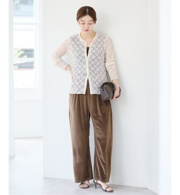 IENA「《予約》シアーレースドットボタンカーディガン」|カーディガン|