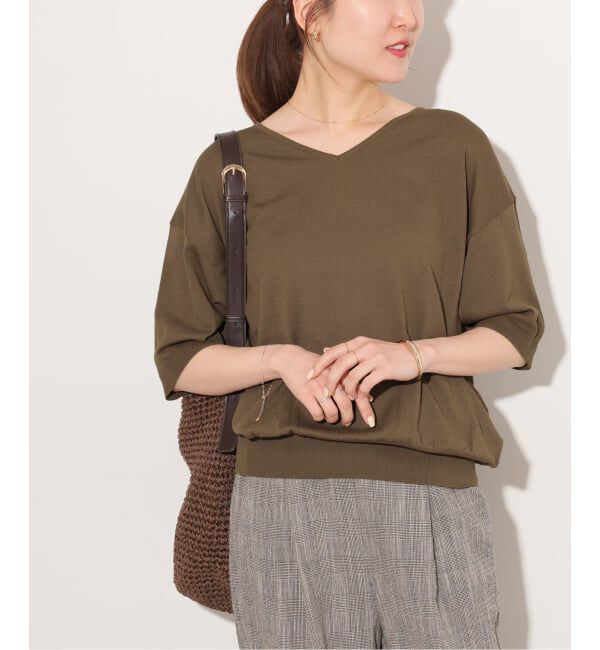 JOURNAL STANDARD relume「【MULTI FUNC+】UVカット / 接触冷感 / ドライタッチVネックプルオーバー」|ニット・セーター|カーキ