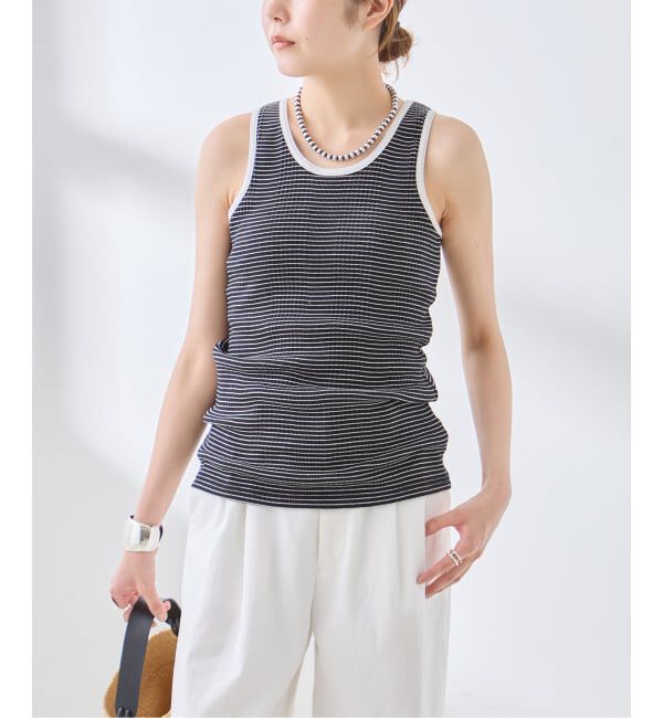 journal standard L'essage「カップ付きボーダータンクトップ」|インナー|ブラック