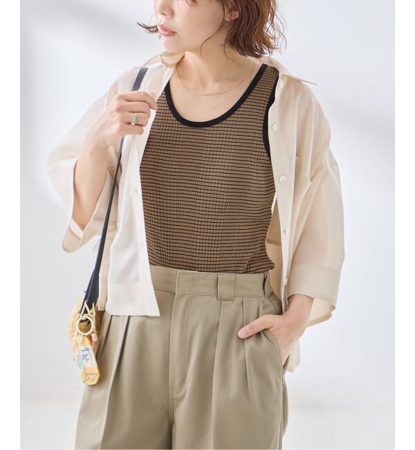 journal standard L'essage「カップ付きボーダータンクトップ」|インナー|