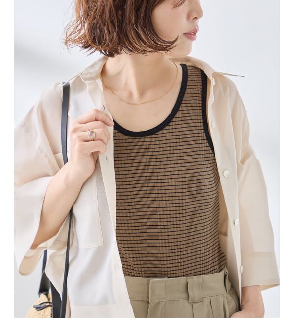 journal standard L'essage「カップ付きボーダータンクトップ」|インナー|ベージュ