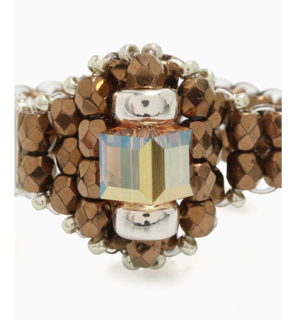 JOURNAL STANDARD「TIE A KNOT / タイ ア ノット EX CRYSTAL BEADS RING with SILVER」|リング|