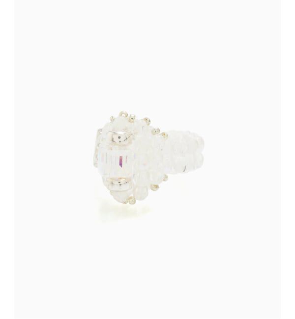 JOURNAL STANDARD「TIE A KNOT / タイ ア ノット EX CRYSTAL BEADS RING with SILVER」|リング|ホワイト