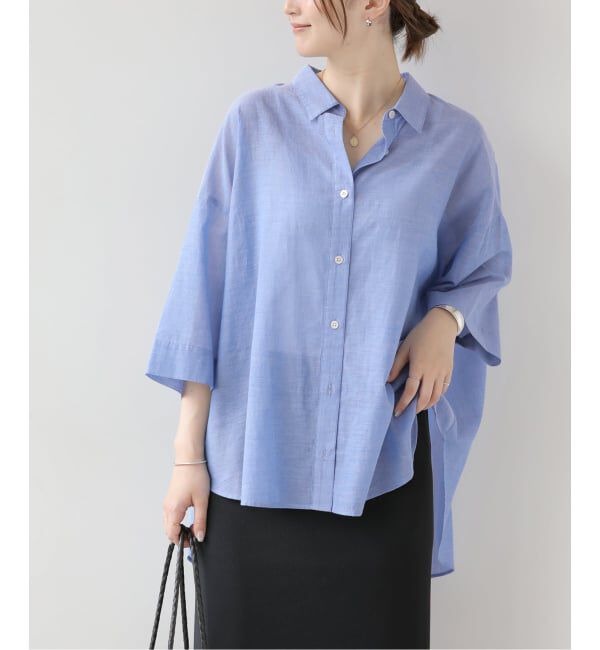JOURNAL STANDARD relume「シアーコットンハーフスリーブビッグシャツ」|シャツ・ブラウス|ブルー